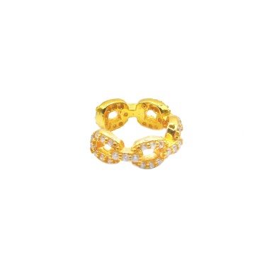 Ear cuff grumetta zirconata bianca placcato oro bianco in argento 925