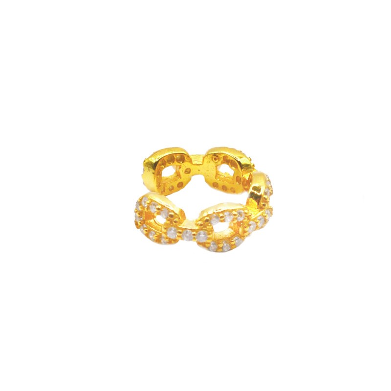 Ear cuff grumetta zirconata bianca placcato oro bianco in argento 925