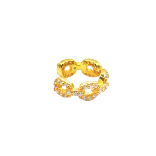 Ear cuff grumetta zirconata bianca placcato oro bianco in argento 925