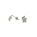 Tortoiseshell stud earrings with white gold-plated white cubic zirconia pave shell in 925 silver