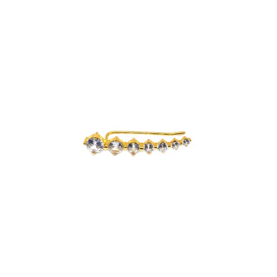 Orecchino ad arco con zirconi bianchi tondi degradè placcato oro giallo in argento 925