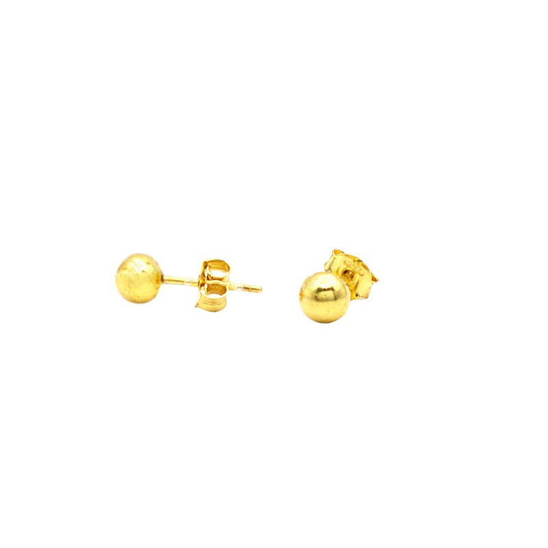Shiny sphere earrings ø 5 mm yellow gold plated in 925 silver