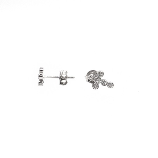 White gold plated white zircon cross lobe earrings in 925 silver