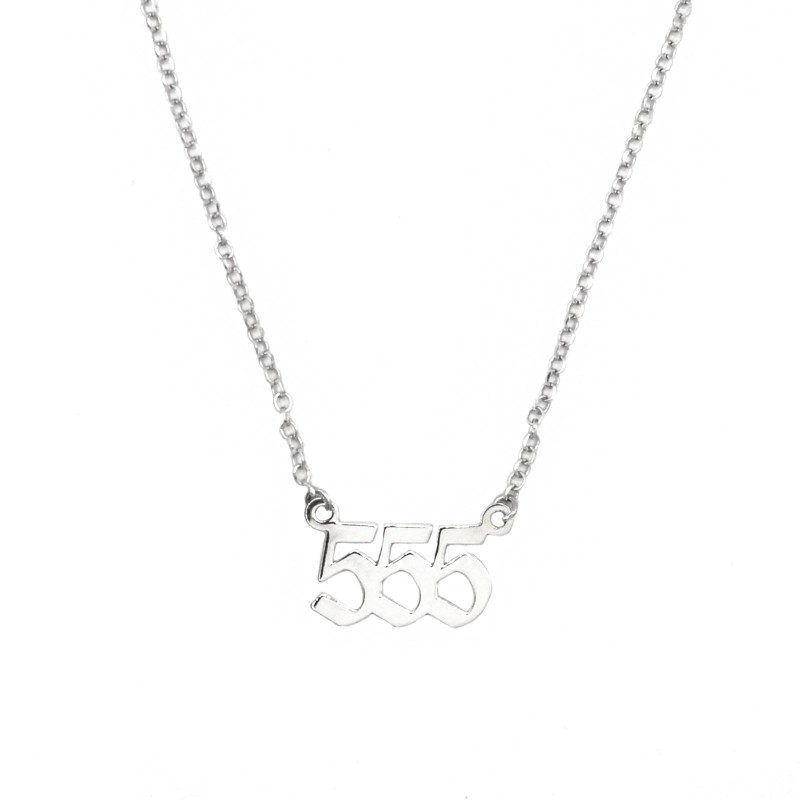 Collana maglia rolò con centrale numero angelico a lastra placcata oro bianco in argento 925