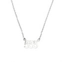 Rolo link necklace with central angelic number in white gold plated plate in 925 silver