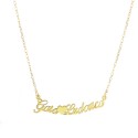 Diamond rolo mesh necklace with central plate two names in italics with central heart yellow gold plated in 925 silver