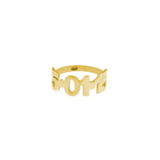 Anello con data placcato oro giallo in argento 925 (Misura 16)