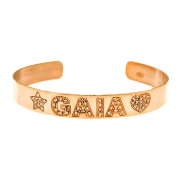 Rolo mesh bracelet with name in central plate white gold plated in 925 silver