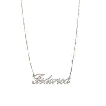 Necklace with name in central plate yellow gold plated in 925 silver