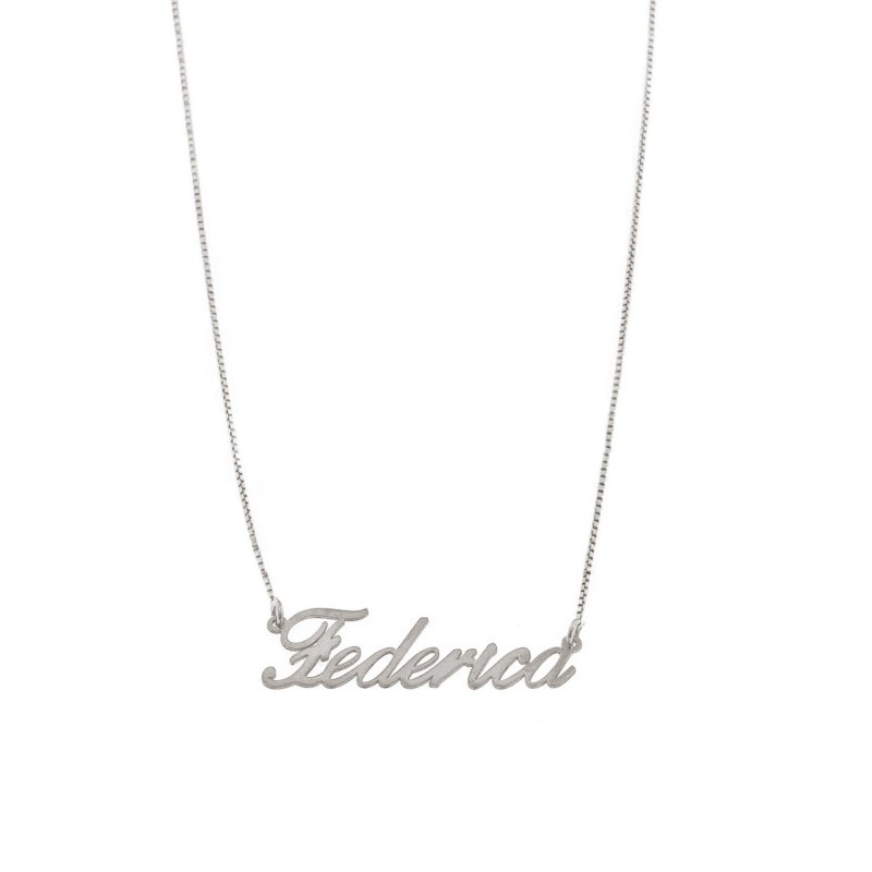 Necklace with name in central plate yellow gold plated in 925 silver