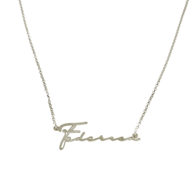 Collana con nome a lastra centrale placcata oro giallo in argento 925