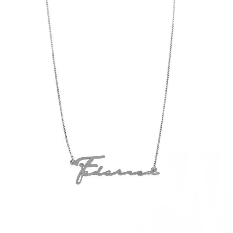 Collana con nome a lastra centrale placcata oro giallo in argento 925