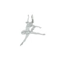 Ciondolo ballerina a lastra incisa 23x32 mm placcato oro bianco in argento 925