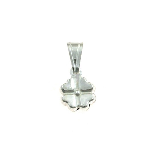 Paired four-leaf clover pendant 11.5x11.5 mm in 925 white silver