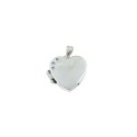 Heart photo pendant with 3 white gold plated zircons in 925 silver