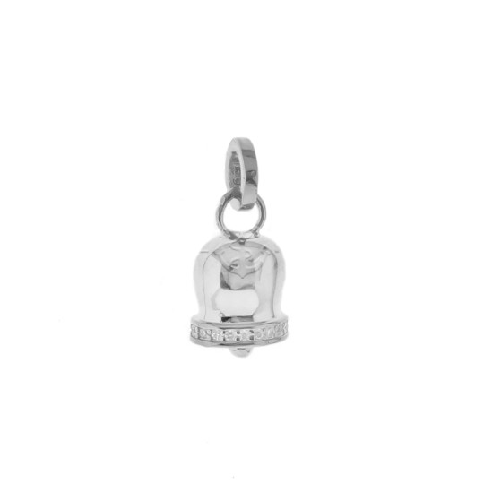 Ciondolo campanella con bordo zirconato bianco placcato oro bianco in argento 925