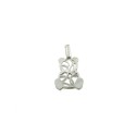 Teddy bear pendant with double perforated plate with white zirconia counter-link in 925 silver