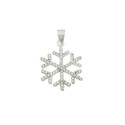 White gold plated white zircon snowflake pendant in 925 silver