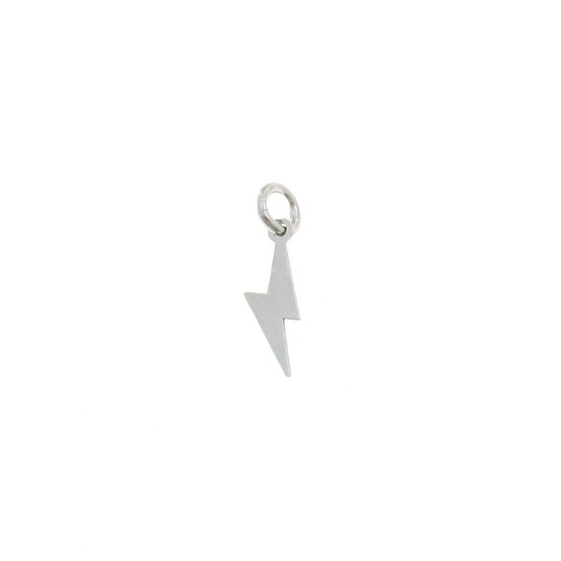 Ciondolo fulmine a lastra 5x12 mm placcato oro bianco in argento 925