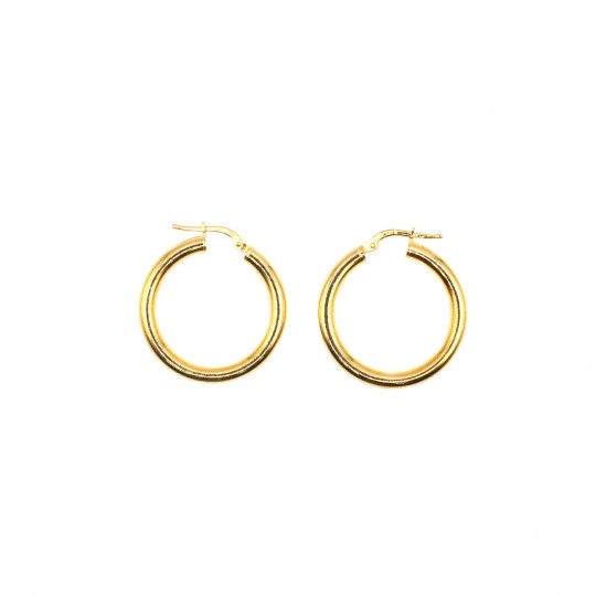 Orecchini a cerchio interno 20 mm canna 3 con chiusura a scattino placcati oro giallo in argento 925