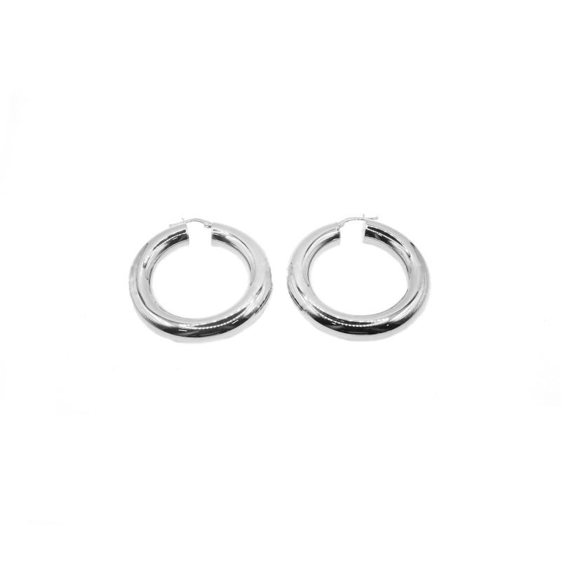 25 mm 8 rod inner hoop earrings with snap closure white gold plated in 925 silver