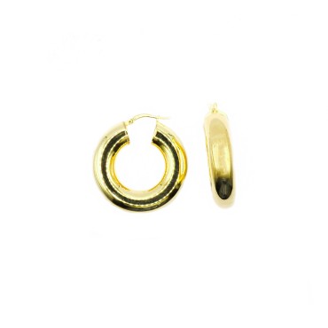 Orecchini a cerchio interno 20 mm canna 8 con chiusura a scattino placcati oro giallo in argento 925