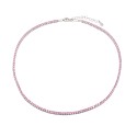 925 silver white gold plated pink zirconia tennis necklace ø 2 mm