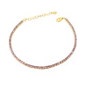 Bracciale tennis di zirconi lilla 2mm placcato oro giallo in argento 925