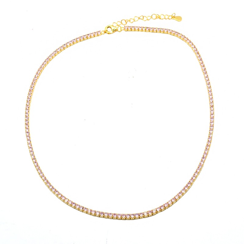 White gold plated tennis necklace of ø 3 mm in 925 silver