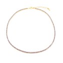 Collarino tennis di zirconi lilla da ø 2 mm placcato oro giallo in argento 925