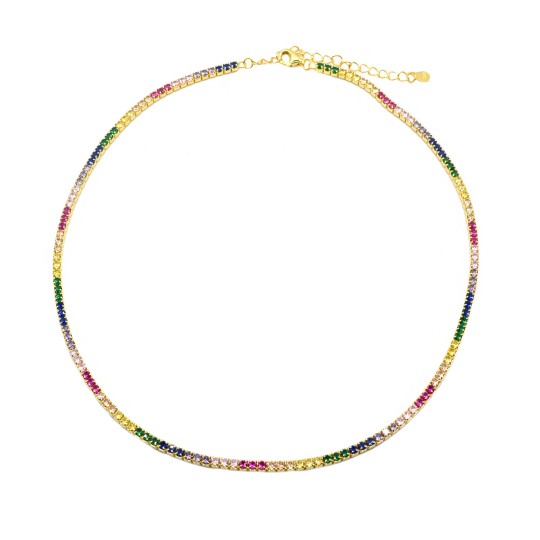 White gold plated tennis necklace of ø 3 mm in 925 silver