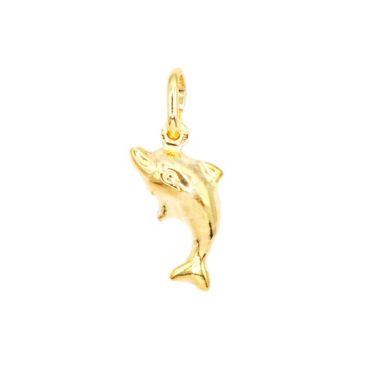 Ciondolo delfino accoppiato placcato oro giallo in argento bianco 925