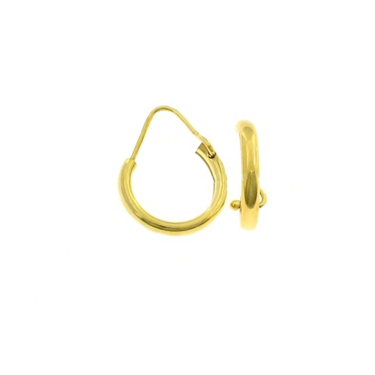 Orecchini a cerchio tubolare da ø 14 mm placcati oro giallo in argento 925