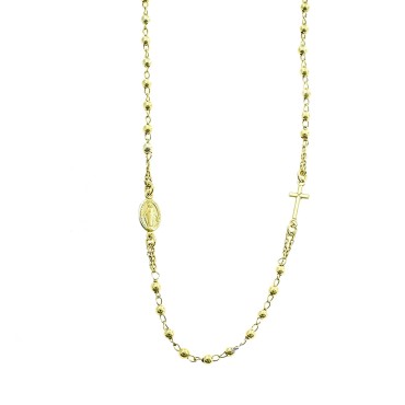 Collana rosario a giro 5 unità placcata oro giallo con sfera liscia da 3 mm. in argento 925