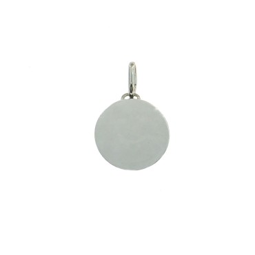 Smooth round medal ø 18 mm. white gold plated in 925 silver