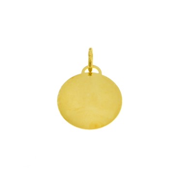 Smooth round medal ø 20 mm yellow gold plated in 925 silver