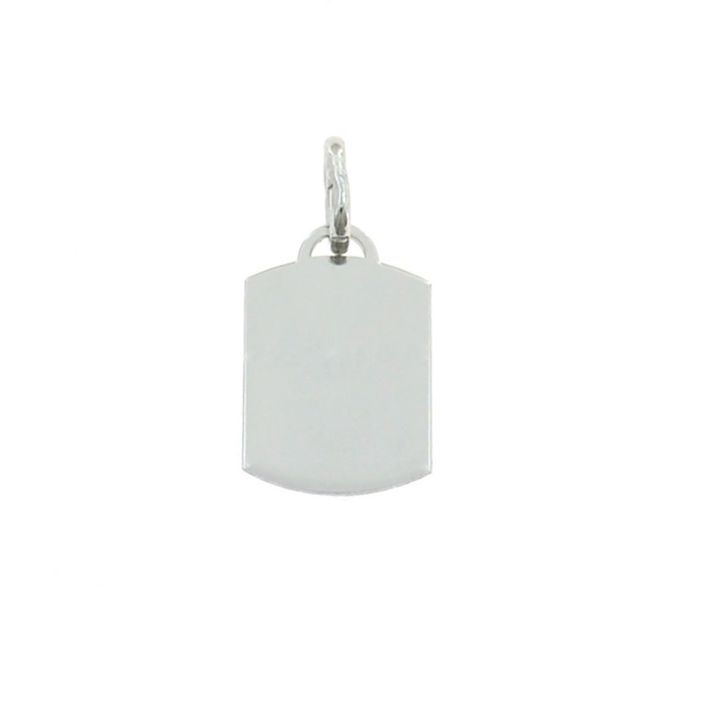 Smooth rectangular medal 15x22 mm. white gold plated in 925 silver