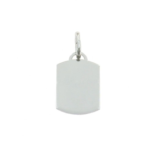 Medaglia liscia rettangolare 15x22 mm. placcata oro bianco in argento 925