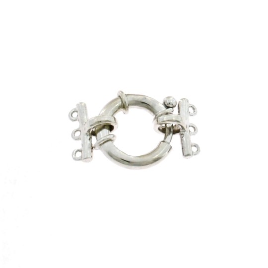 Chiusura chanel a 3 fili da ø 15 mm. placcata oro bianco in argento 925