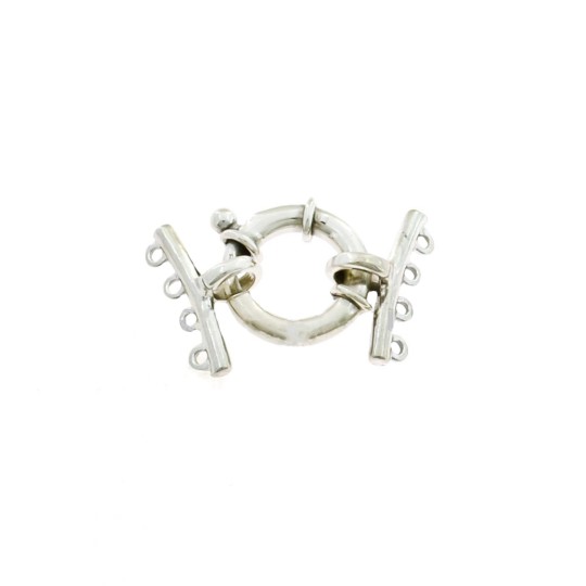 Chiusura chanel a 4 fili da ø 16 mm. placcata oro bianco in argento 925