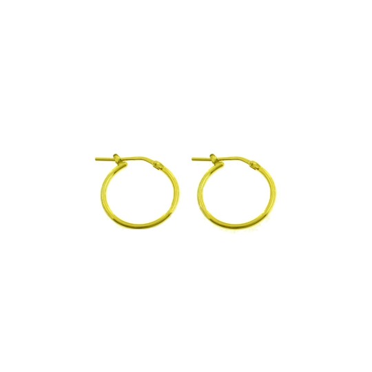 Tubular hoop earrings ø 18 mm with yellow gold plated snap closure in 925 silver