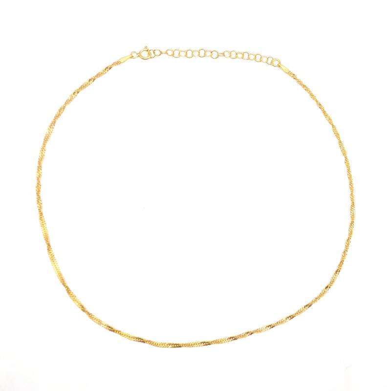 38cm Yellow Gold Plated 925 Silver Singapore Chain