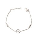 Bracciale maglia tubolare con rosa dei venti e pepite brunite placcato oro bianco in argento 925