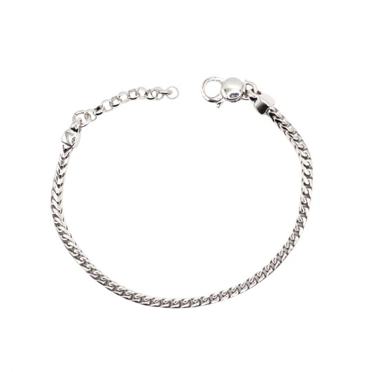 Bracciale maglia spiga quadrata big placcato oro bianco in argento 925