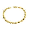 Yellow gold plated rope link bracelet in 925 silver