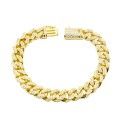 Bracciale maglia grumetta zirconata bianca placcato oro giallo in argento 925