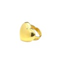 Anello regolabile cuore bombato placcato oro giallo in argento 925