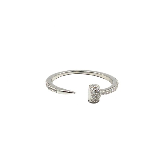 Anello a filo regolabile con nodo centrale placcato oro bianco in argento 925