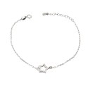 Bracciale placcato oro bianco maglia forzatina con centrale semizirconato bianco sagoma stella in argento 925