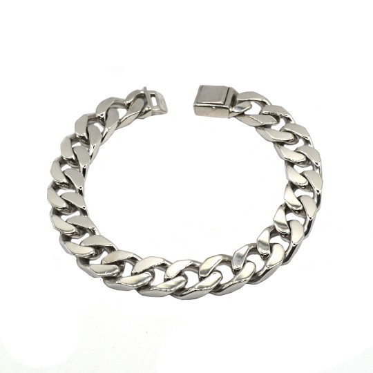 Bracciale maglia grumetta da placcato oro bianco in argento 925